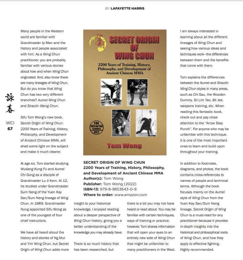 Cover for Wing Chun Illustrated Reviews Tom Wong's Book